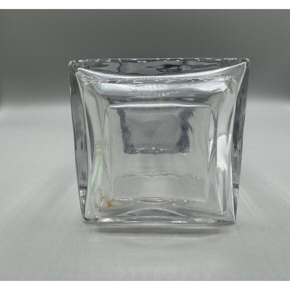 Vase Square Base Fluted Stem Clear Glass MCM Modernistic Clean Lines Vintage - Picture 6 of 8